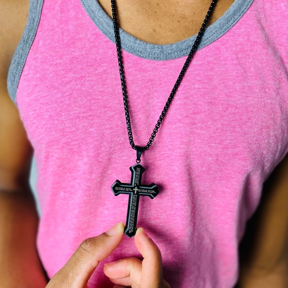 Black Cross Pendant Necklace